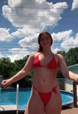 Mikaila Murphy in Sweet Red Bikini at the Pool