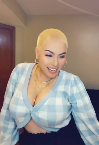 Hot Toni Fowler Shows Cleavage in Checkered Crop Top