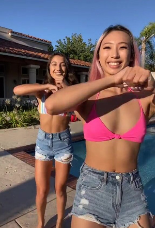 Sexy Michelle Chin in Bikini Top at the Pool