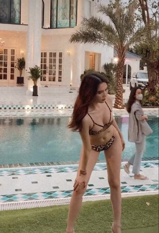 1. Sexy Ngoc Trinh in Leopard Bikini at the Pool (Underboob)