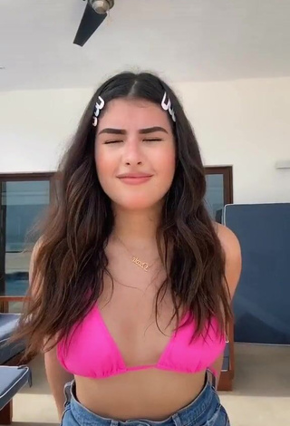 Cute Nicole García in Pink Bikini Top