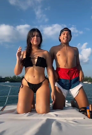 1. Desirable Nicole García in Black Bikini on a Boat