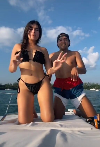 Desirable Nicole García in Black Bikini on a Boat