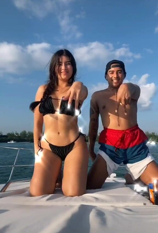 3. Desirable Nicole García in Black Bikini on a Boat