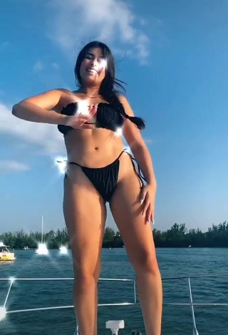 4. Beautiful Nicole García in Sexy Black Bikini on a Boat