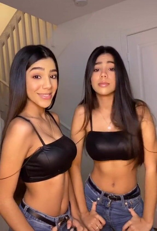 3. Hottie Melanie & Meila in Black Crop Top