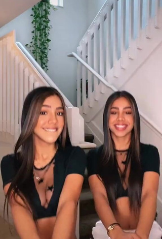 1. Cute Melanie & Meila in Black Crop Top