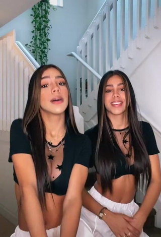 Cute Melanie & Meila in Black Crop Top