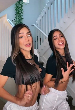 4. Cute Melanie & Meila in Black Crop Top