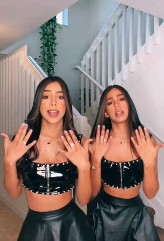 Desirable Melanie & Meila in Black Crop Top