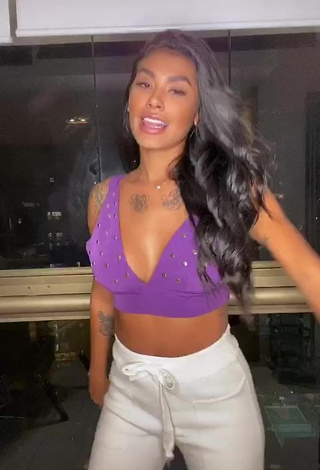 Sweetie Jully Oliveira in Violet Crop Top