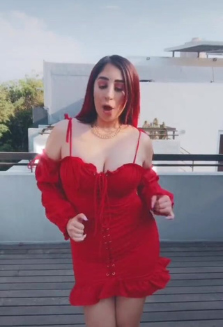 Hot Ana Daniela Martínez Buenrostro Shows Cleavage in Red Dress