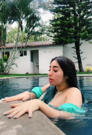 1. Beautiful Ana Daniela Martínez Buenrostro in Sexy Green Bikini at the Swimming Pool