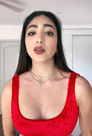 Sexy Rosalinda Salinas Shows Cleavage in Red Bikini Top