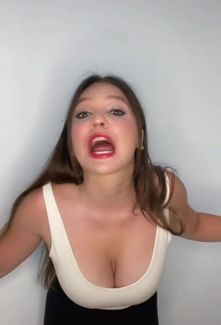 Sexy Sofia Kochanova Shows Cleavage in White Crop Top and Bouncing Big Breasts