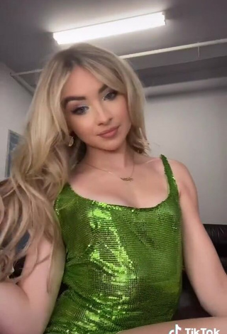 3. Hot Sabrina Carpenter in Green Dress