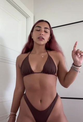 1. Cute Sienna Mae Gomez in Brown Bikini