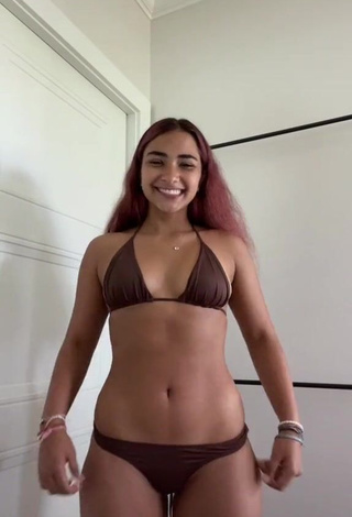 4. Cute Sienna Mae Gomez in Brown Bikini