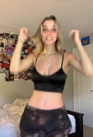 Really Cute Ashley Matheson Shows Cleavage in Black Crop Top and Bouncing Boobs