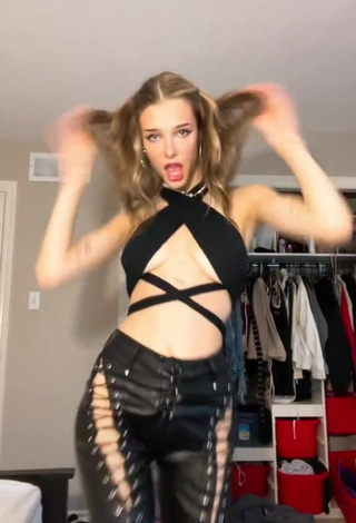 1. Ashley Matheson in Erotic Black Crop Top (Side Boob)