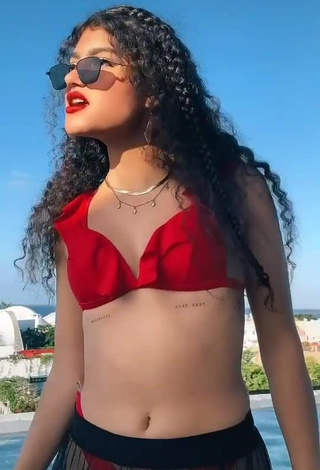 Cute Sofia Mata in Red Bikini Top