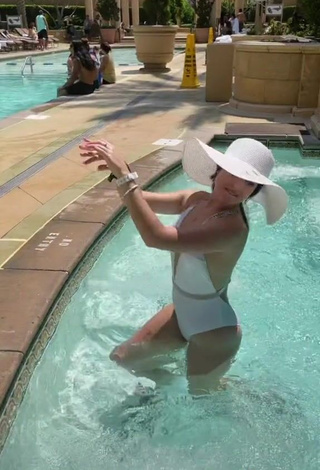 4. Hot Sophia Talamas in White Swimsuit at the Pool