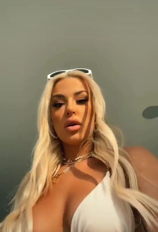 Desirable Tana Mongeau in White Bikini Top