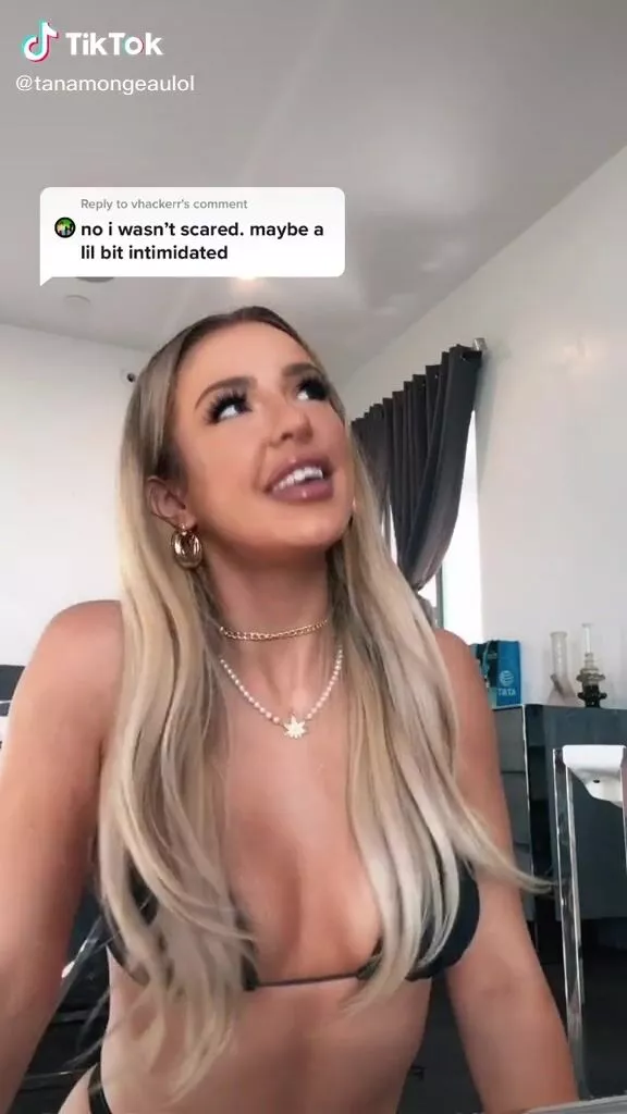Amazing Tana Mongeau in Hot Black Bikini Top