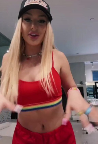 1. Hot Tana Mongeau Shows Cleavage in Red Crop Top