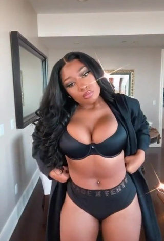 1. Hot Megan Thee Stallion Shows Cleavage in Black Lingerie