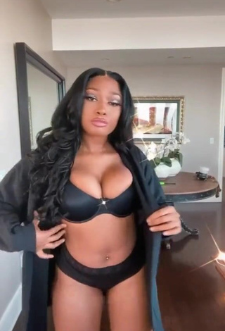 Hot Megan Thee Stallion Shows Cleavage in Black Lingerie