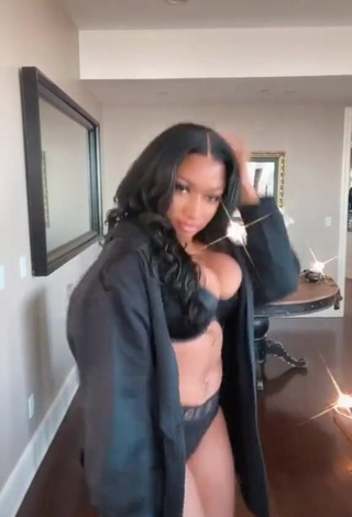 3. Hot Megan Thee Stallion Shows Cleavage in Black Lingerie