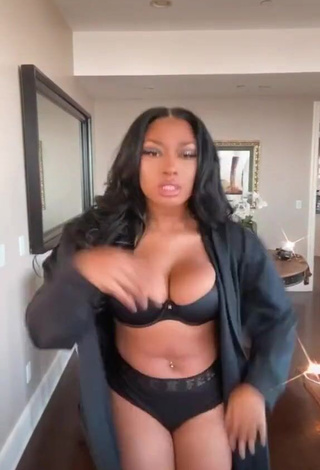 4. Hot Megan Thee Stallion Shows Cleavage in Black Lingerie