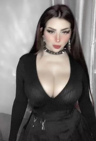 4. Alluring Vai Monroe Shows Cleavage in Erotic Black Dress and Bouncing Big Breasts