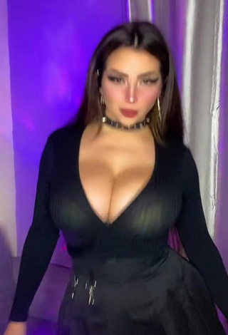 4. Sweet Vai Monroe Shows Cleavage in Cute Black Dress and Bouncing Big Boobs