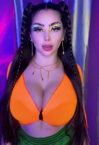 Hot Vai Monroe Shows Cleavage in Orange Crop Top and Bouncing Big Tits