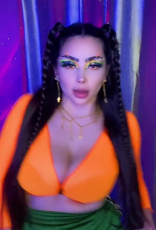 4. Hot Vai Monroe Shows Cleavage in Orange Crop Top and Bouncing Big Tits