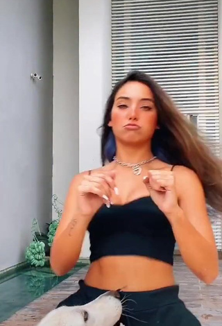 1. Cute Vanessa Lopes Shows Cleavage in Black Crop Top and Bouncing Tits