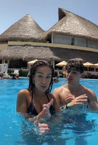 Sexy Marina Riverss in Black Bikini Top at the Swimming Pool