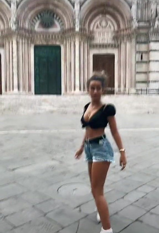 1. Cute Marina Riverss in Black Crop Top