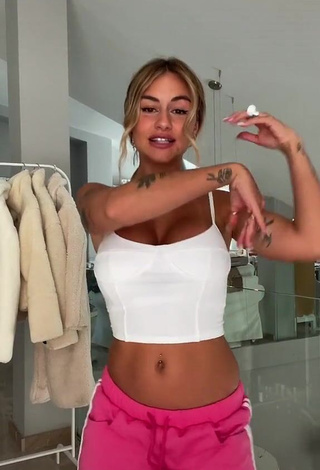 1. Cute Abril Cols Shows Cleavage in White Crop Top