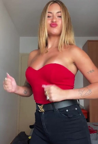 3. Hot Abril Cols Shows Cleavage in Red Top