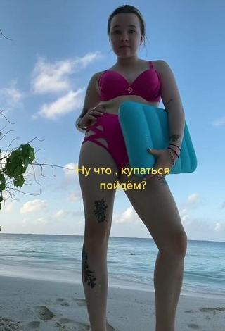 1. Hot Alyona Shvetz in Pink Bikini at the Beach