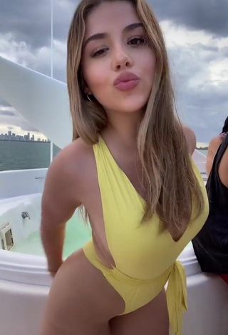 Sexy Amanda Díaz in Yellow Swimsuit