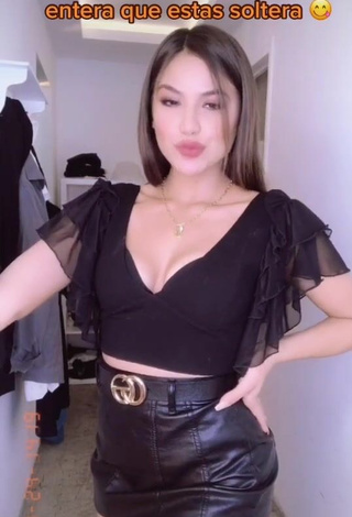 Sweetie Ana Morquecho Shows Cleavage in Black Crop Top