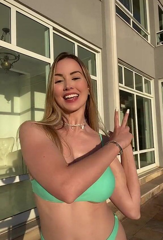 3. Desirable Aninha Pereira Shows Cleavage in Green Bikini and Bouncing Boobs