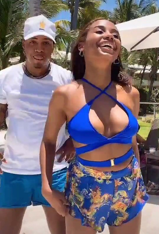 1. Hottie Ashley Montero Shows Cleavage in Blue Bikini Top