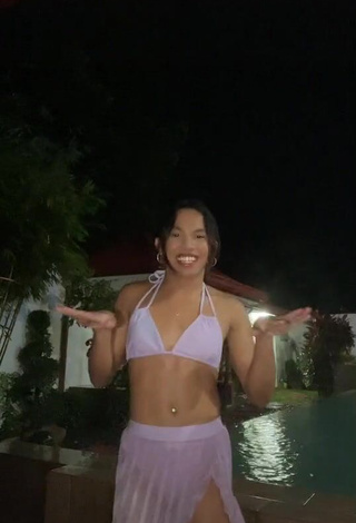 Desirable Awra Briguela in Purple Bikini Top at the Pool