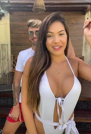 1. Desirable Ayarla Souza Shows Cleavage in White Swimsuit