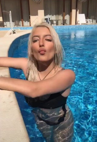 1. Sexy Barbara Milenkovic in Black Bikini at the Pool